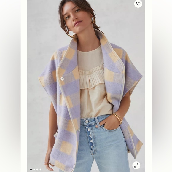Anthropologie Jackets & Blazers - Anthropologie Andersen & Lauth Lilac Purple Checkered caplet Vest